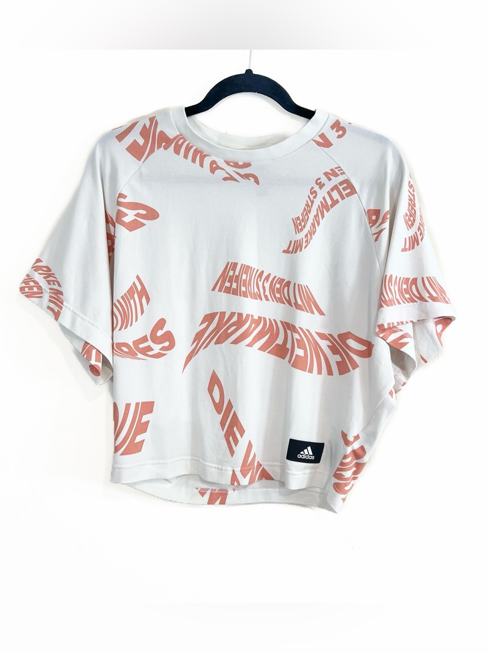 Adidas All Over Print 3 Stripes Boxy Tee White Size Large